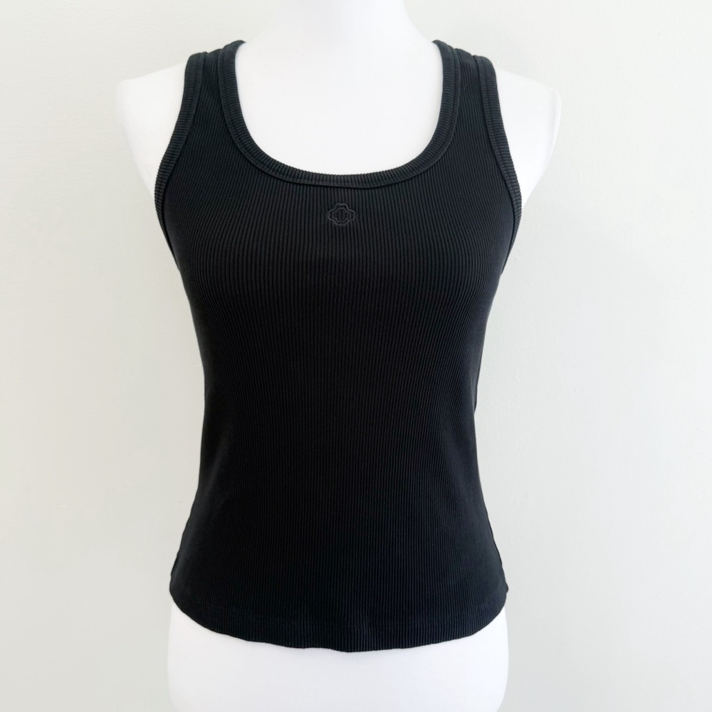 MAJE BLACK SCOOP NECK RIB KNIT TANK TOP